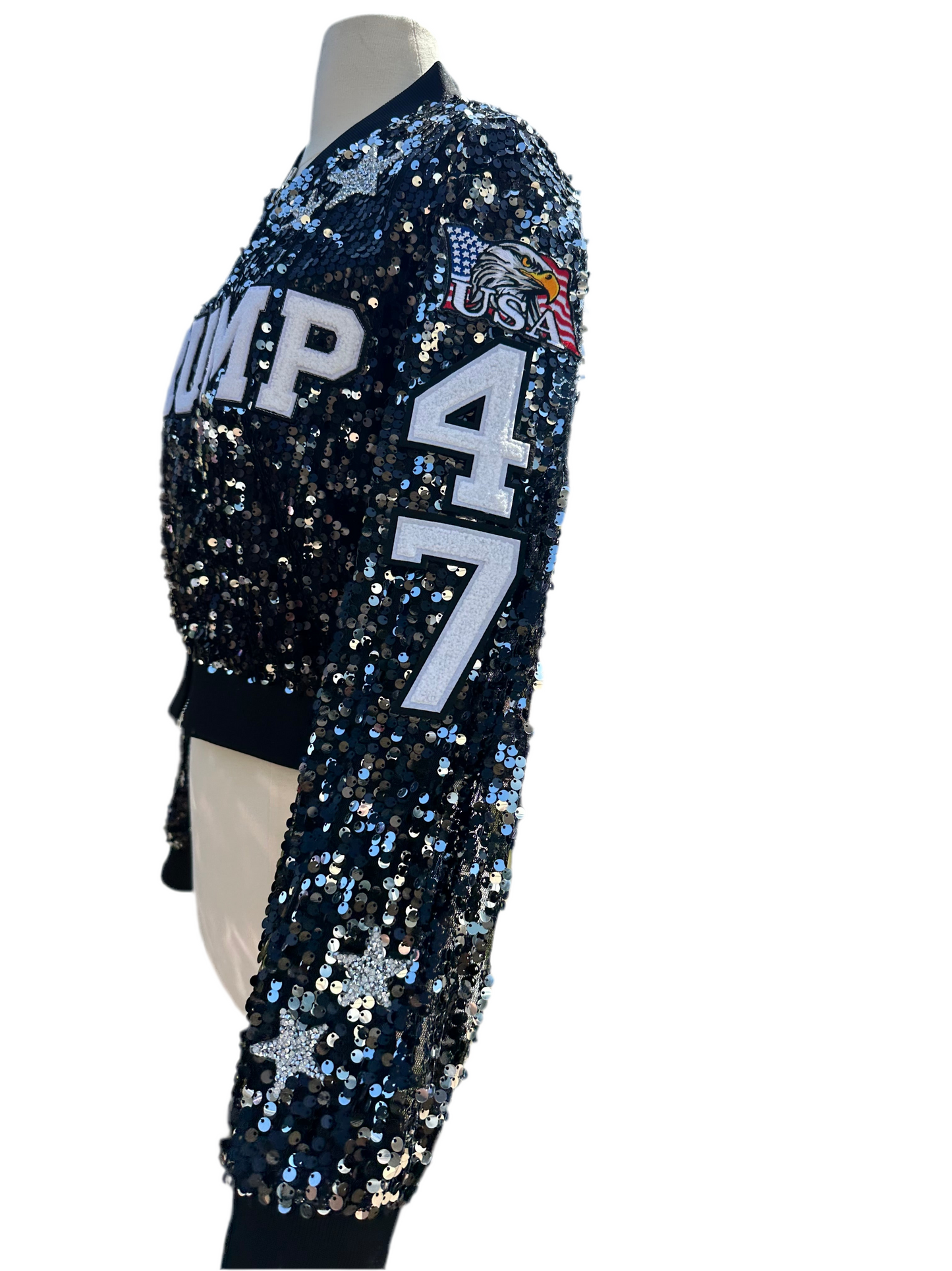 Custom Black Cropped Sequin Jacket