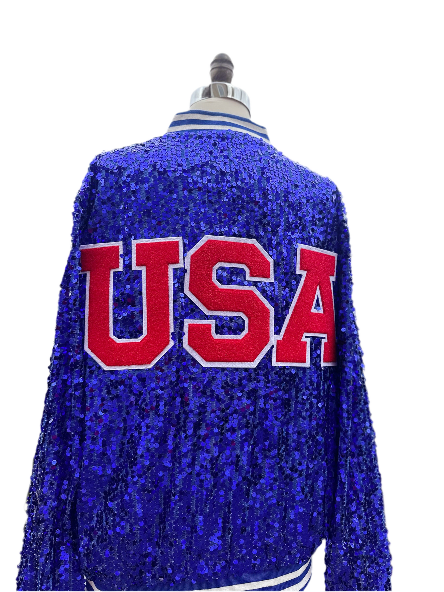 Custom Blue "USA" Sequin Jacket