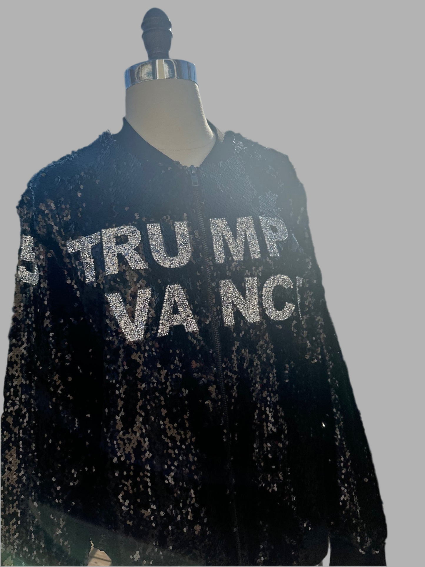 Custom "MAKE AMERICA SPARKLE AGAIN" Black/Silver Sequin Jacket