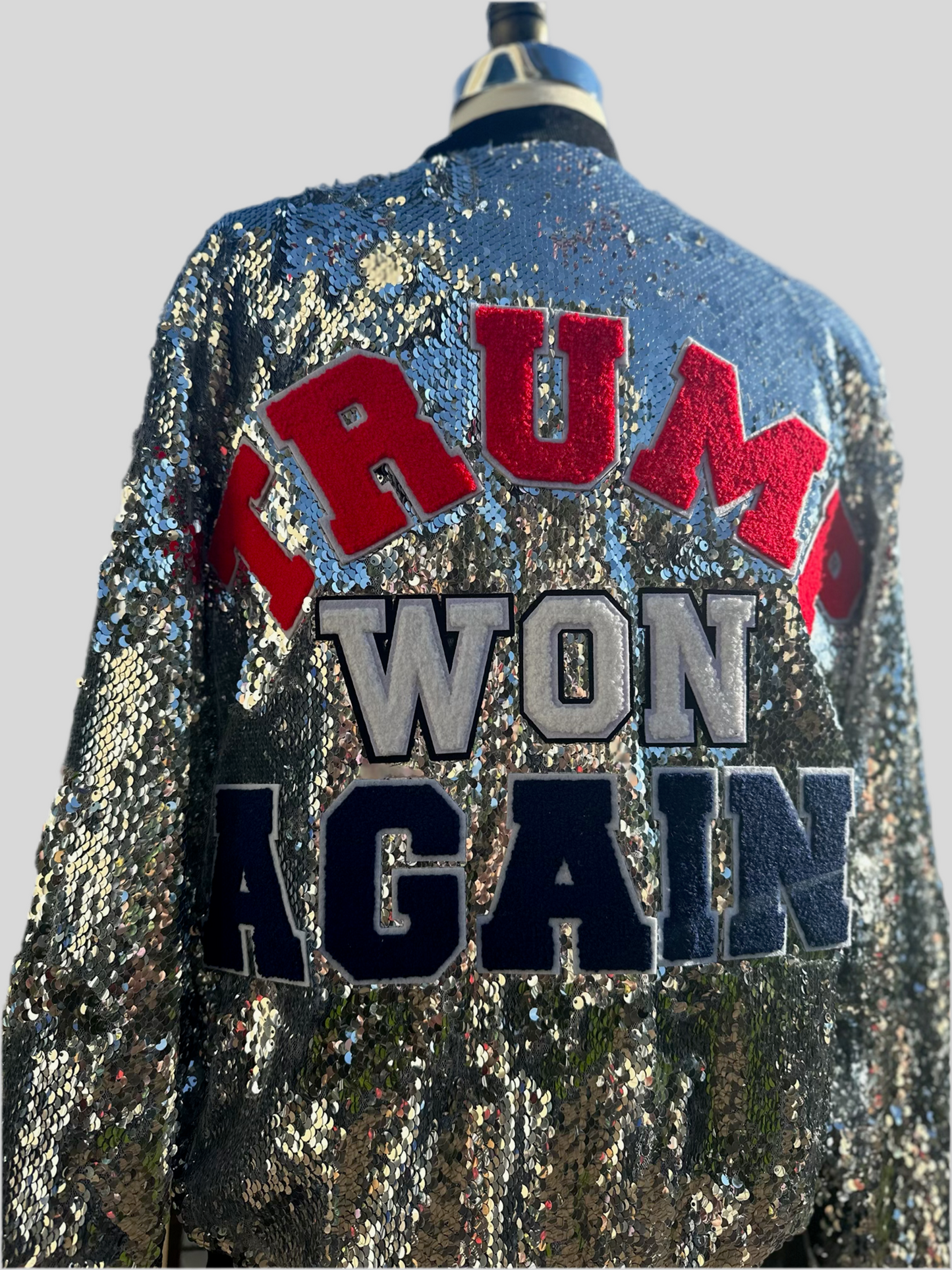 Silver "Trump Won Again" Sequin Jacket