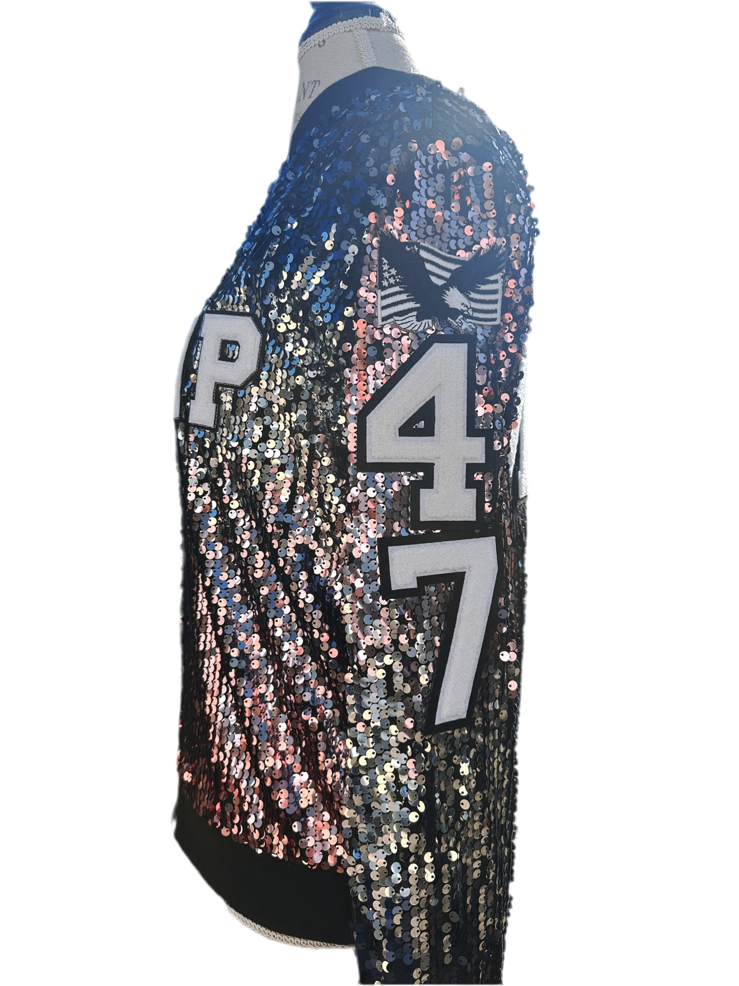 Custom Black/Silver "ULTRA MAGA GIRL" Sequin Jacket