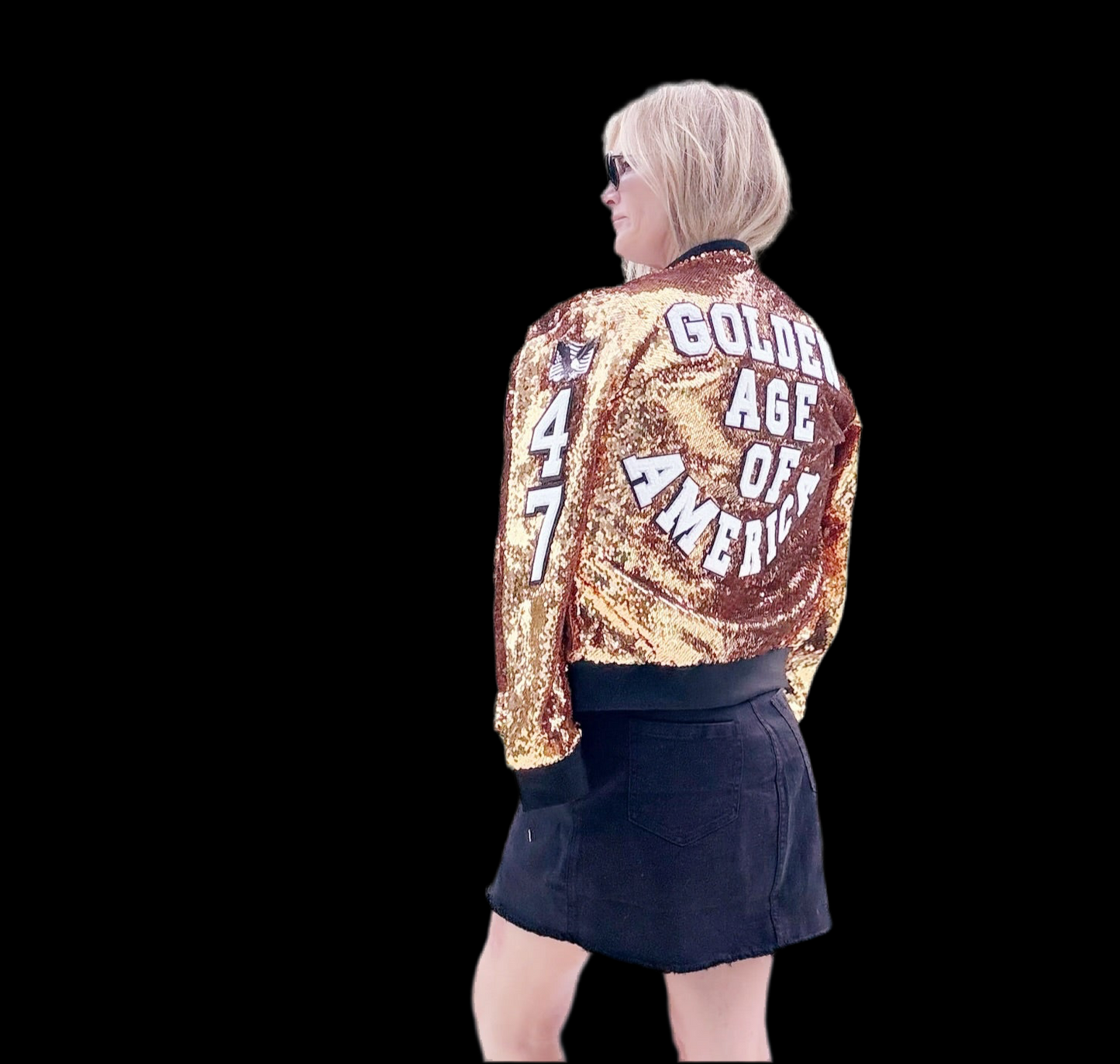 Custom Gold "DARK MAGA" Sequin Jacket