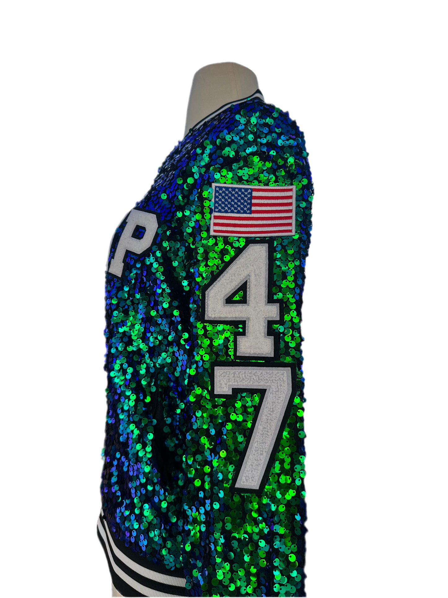 Green “FIGHT FIGHT FIGHT" Sequin Trump Jacket