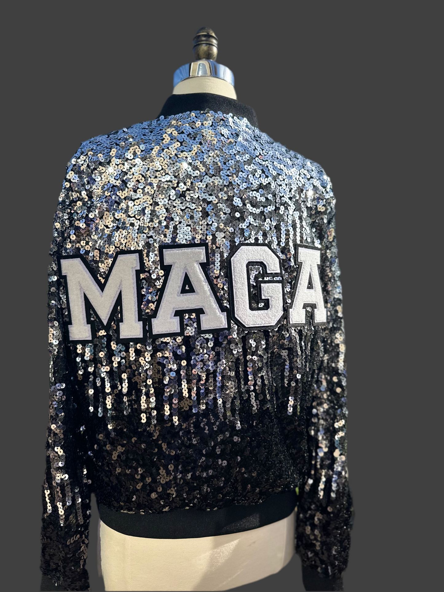Black/Silver "MAGA" Sequin Jacket