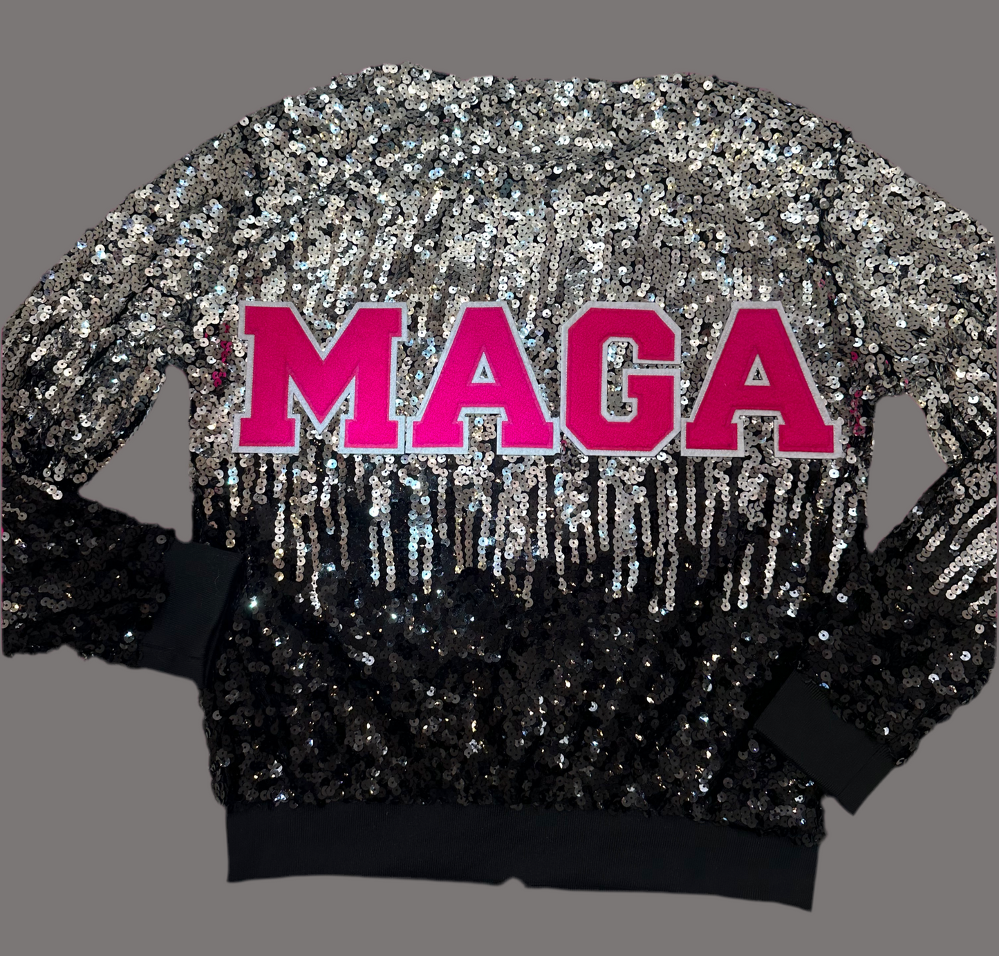 Custom Black/Silver with Pink "MAGA" Sequin Jacket