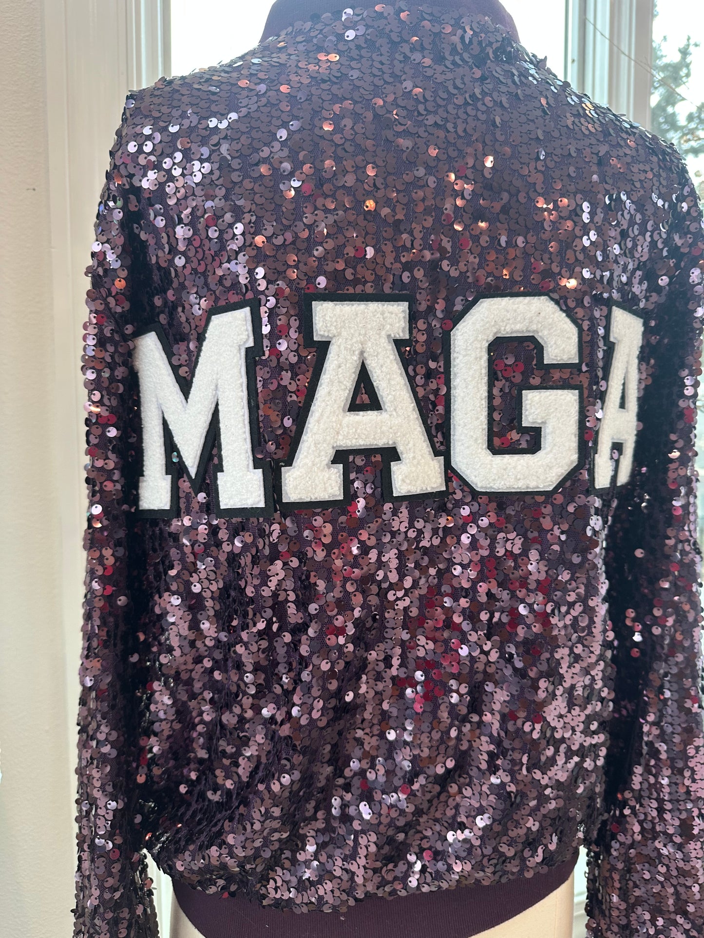 Custom Purple "MAGA" Trump Sequin Jacket