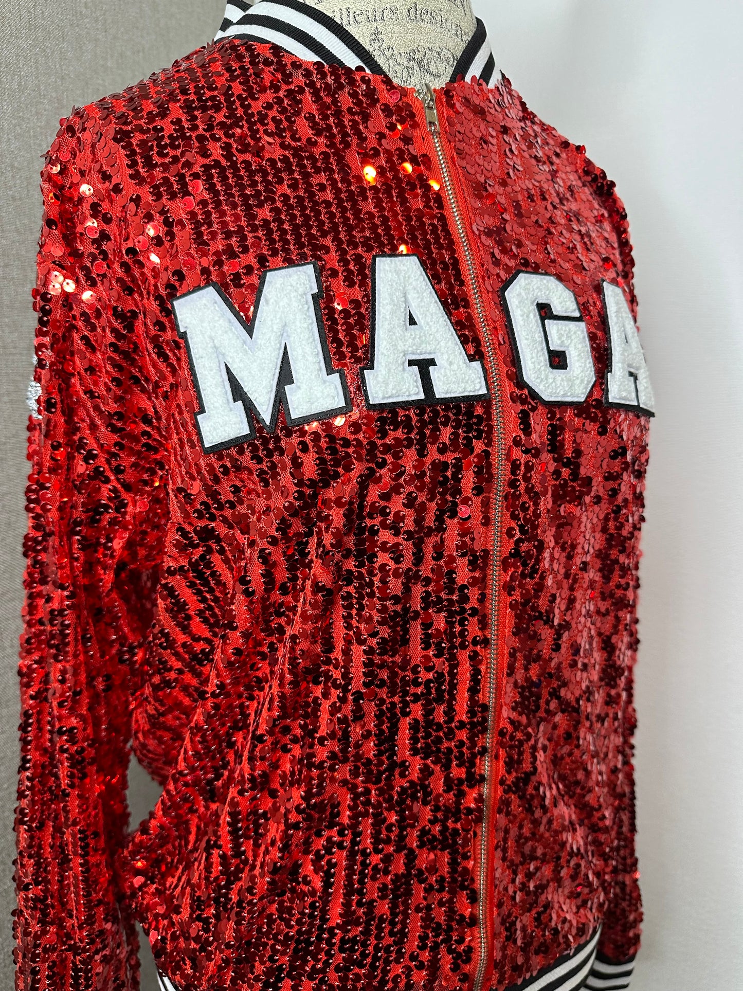 Red "FIGHT FIGHT FIGHT" Sequin Jacket
