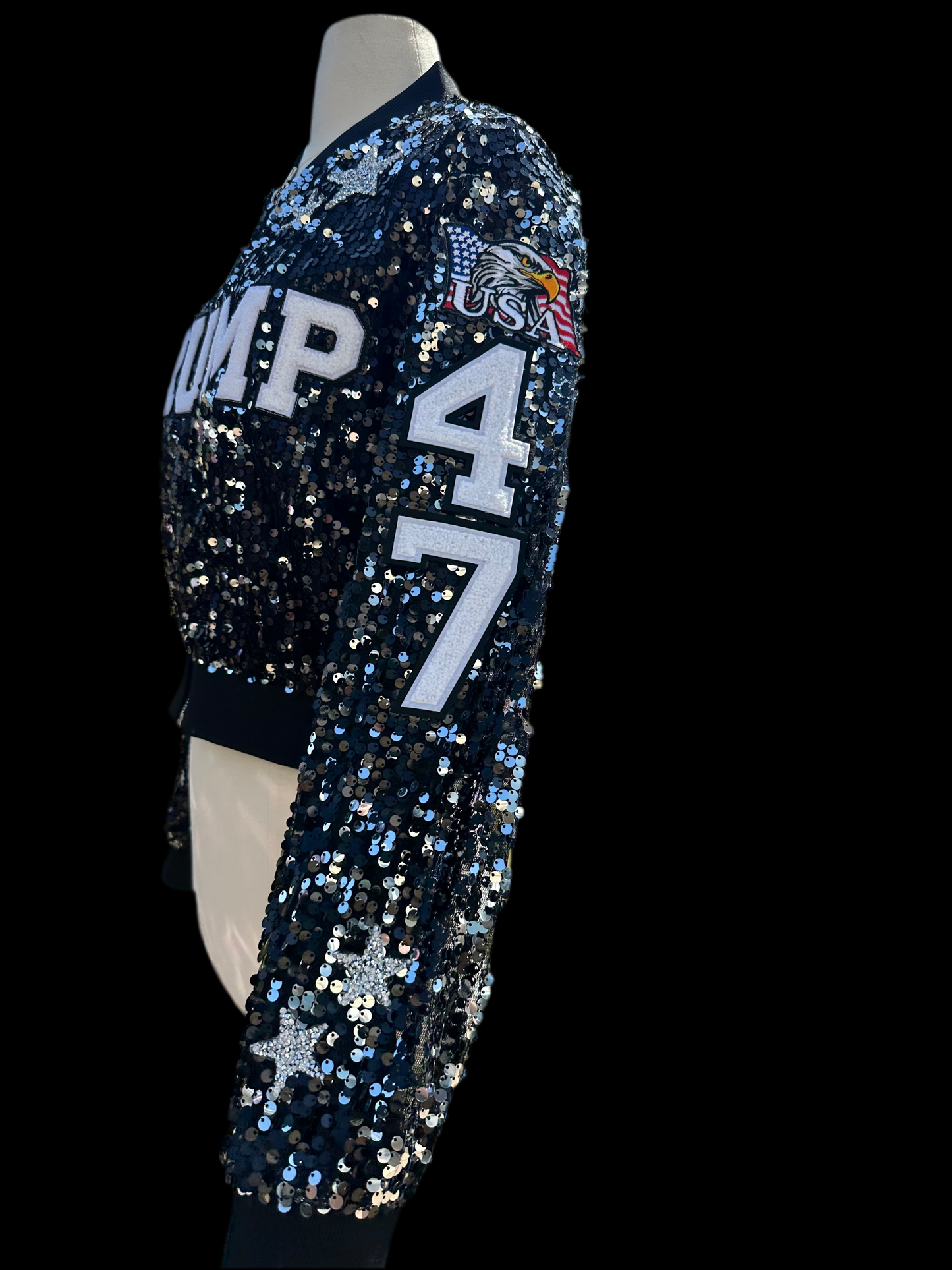 Custom Black Cropped Sequin Jacket