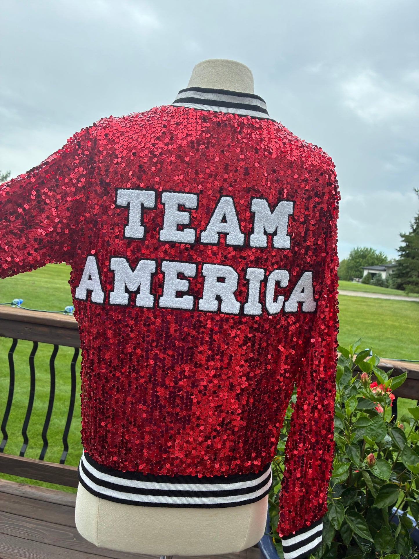 " Red “TEAM AMERICA “ Sequin Jacket