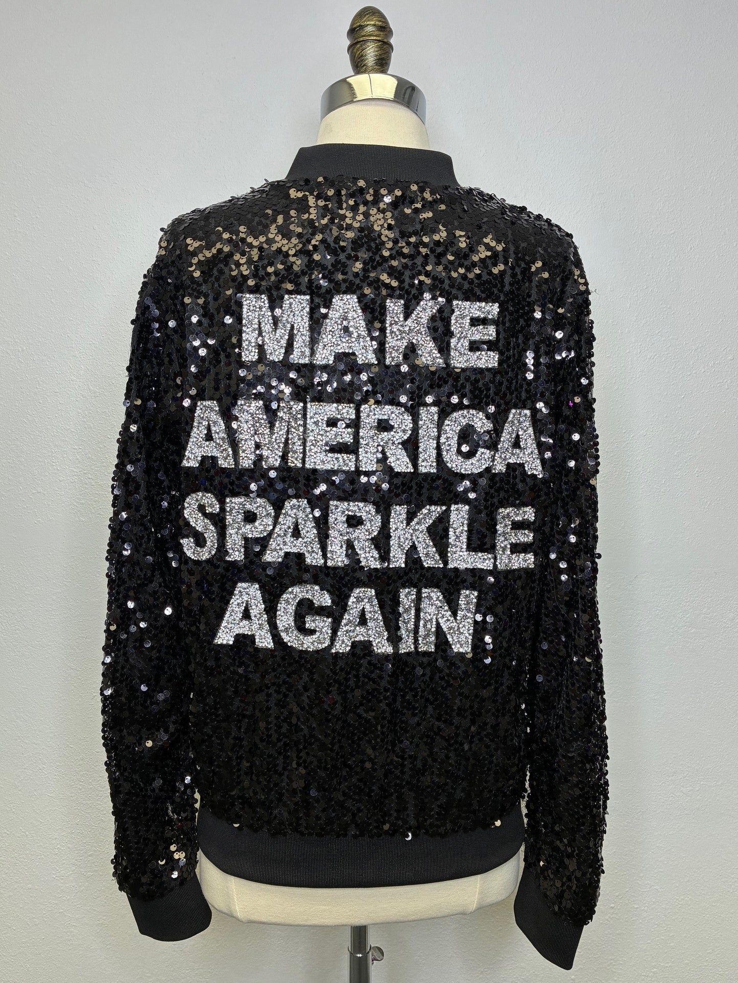 MAKE AMERICA SPARKLE AGAIN Black/Silver Sequin Jacket