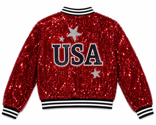 Cropped Red Sequin Jacket