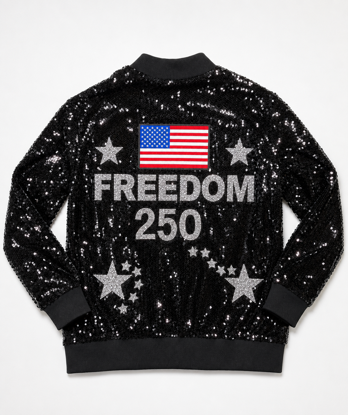 Mens  Commemorative FREEDOM Jacket 250 Black Sequin Jacket "