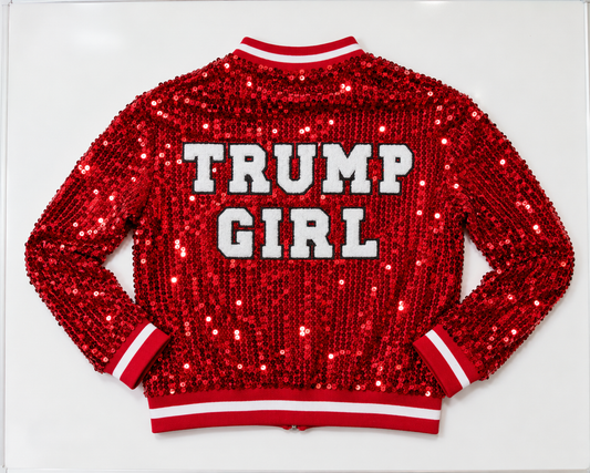 Custom Red "TRUMP GIRL" MAGA Sequin Jacket