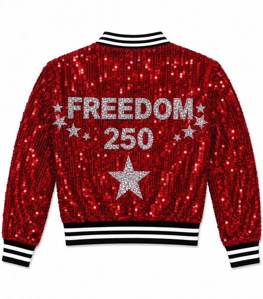Custom Red COMMEMORATIVE  “FREEDOM 250th" Sequin Jacket