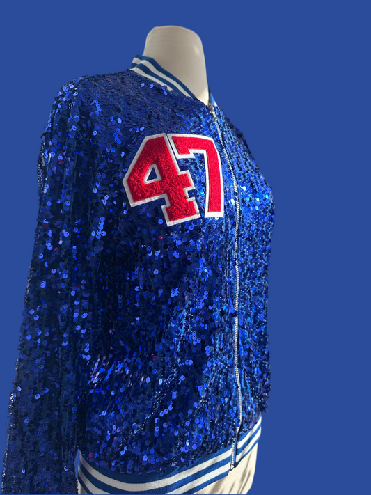 Custom Blue & Red "MAGA" Sequin Jacket