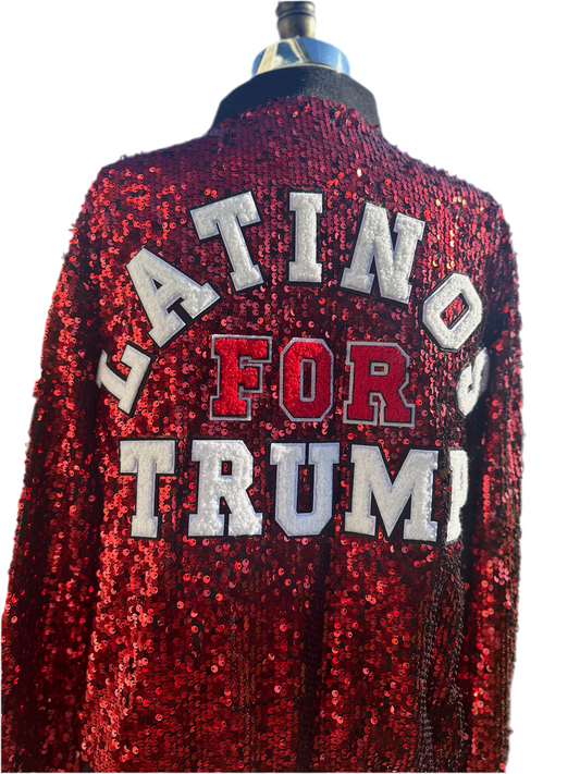 Red "Latinos For Trump" Sequin Jacket