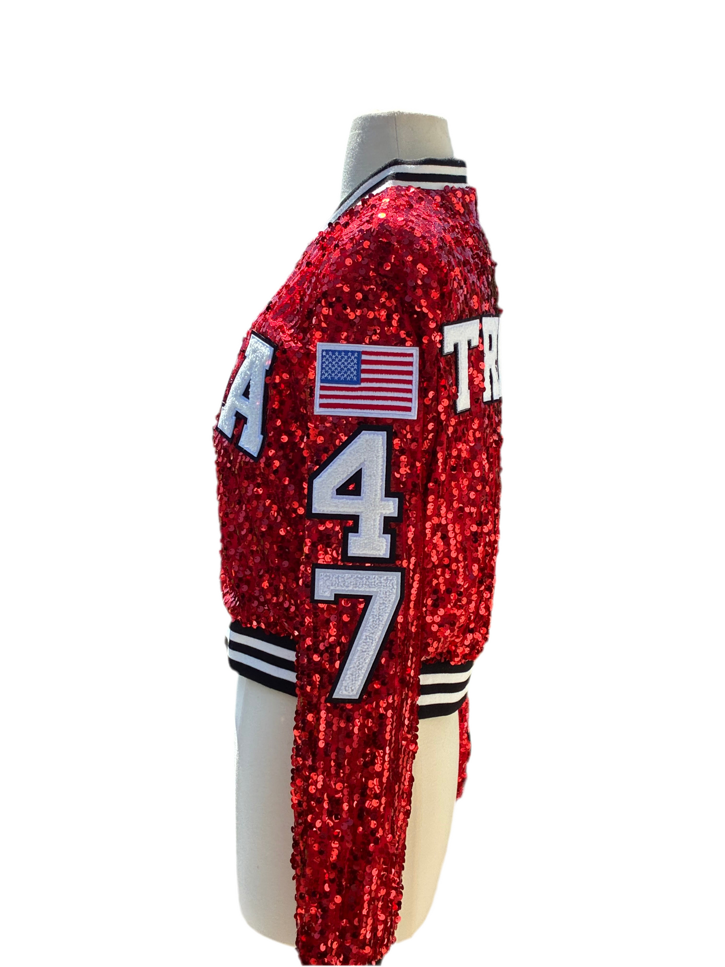 Custom Red Cropped Sequin Jacket