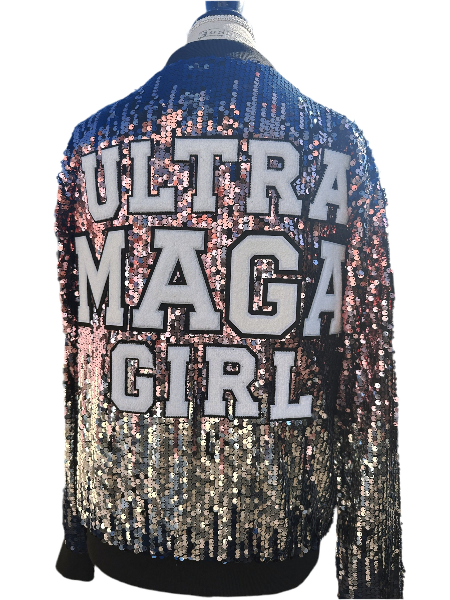 Custom Black/Silver "ULTRA MAGA GIRL" Sequin Jacket