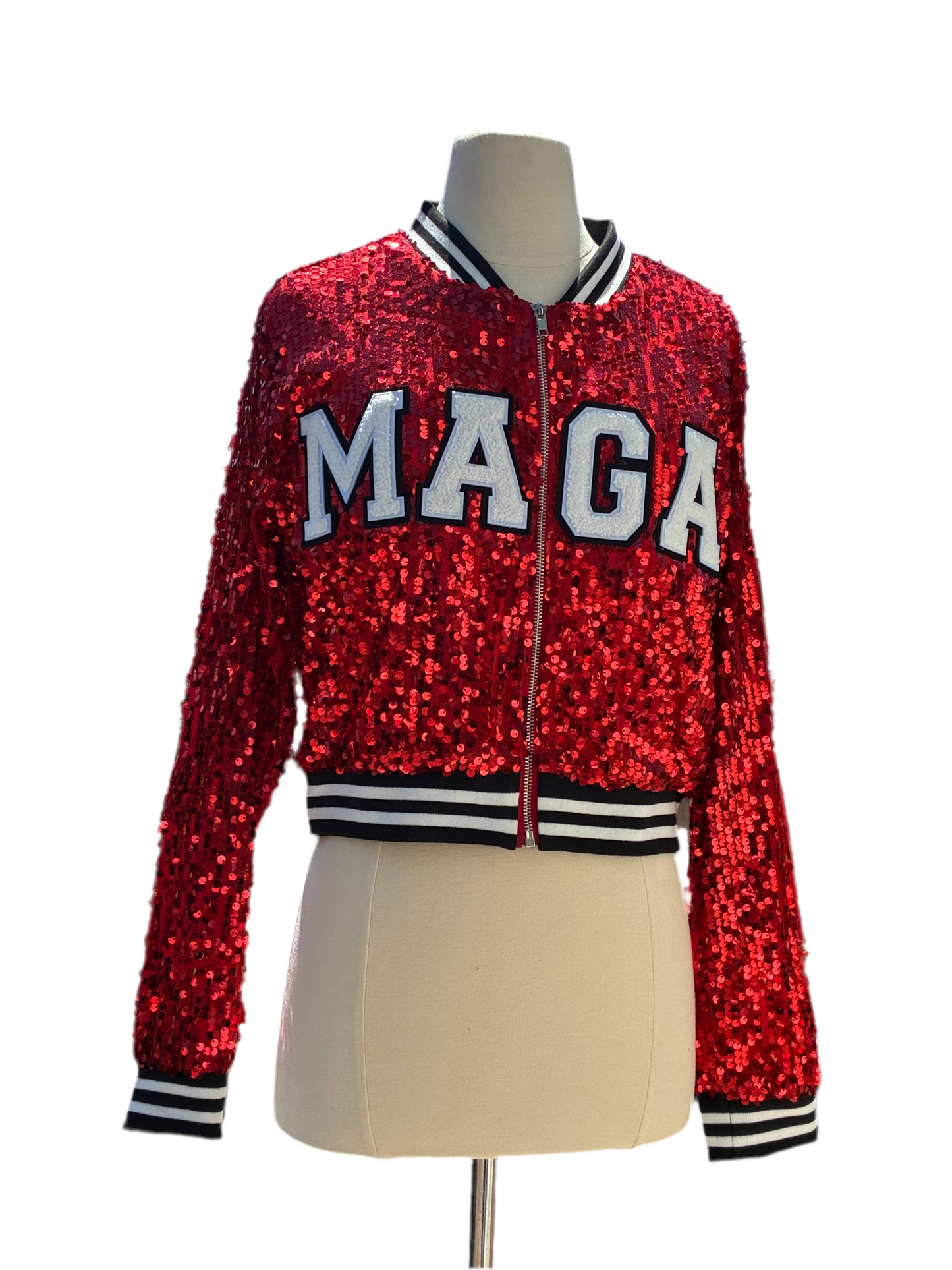 Custom Red Cropped Sequin Jacket