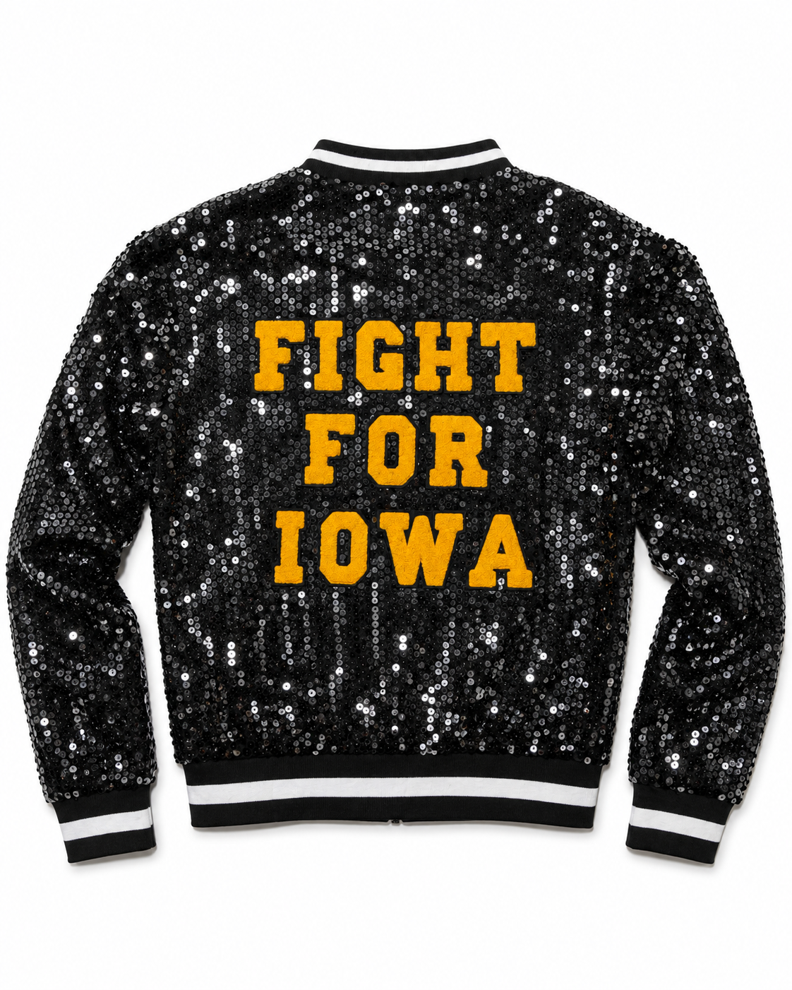 Custom Black "FIGHT FOR IOWA"  Sequin Jacket