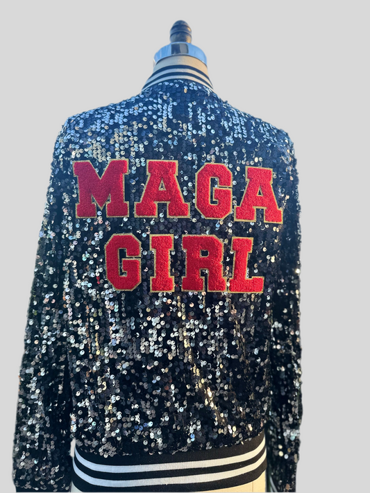 Black “MAGA GIRL" Sequin Jacket