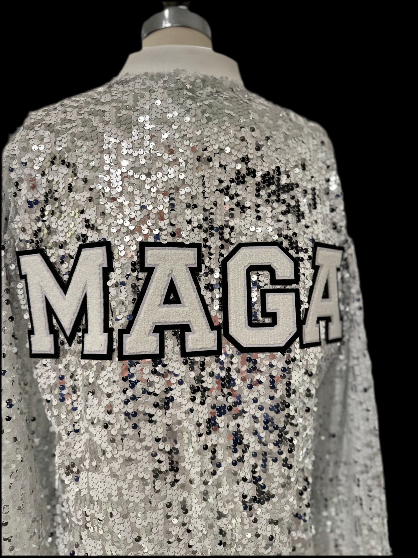 White/Silver "MAGA" Sequin Jacket