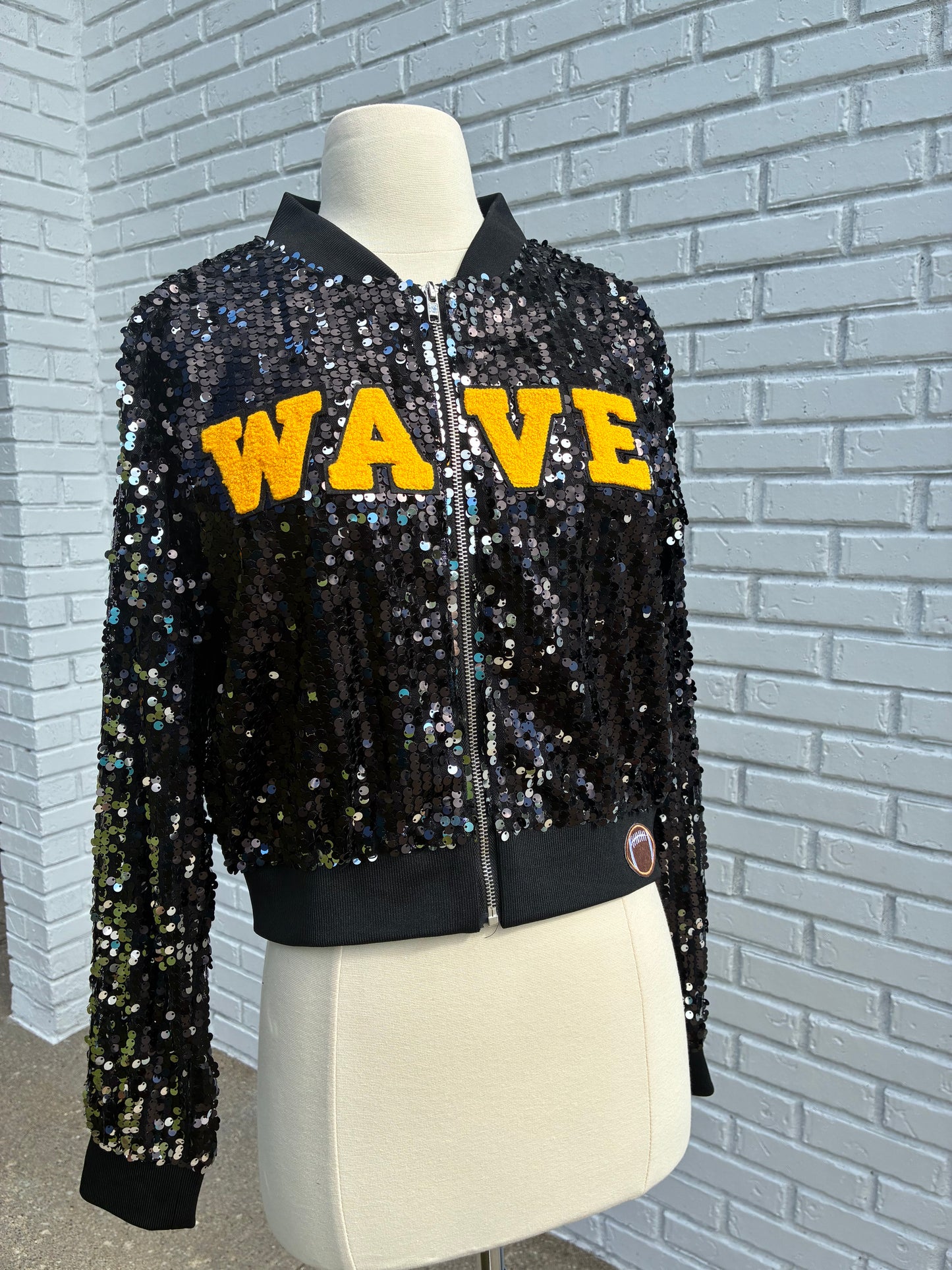 Custom “Crop” Black Iowa Sequin Jacket