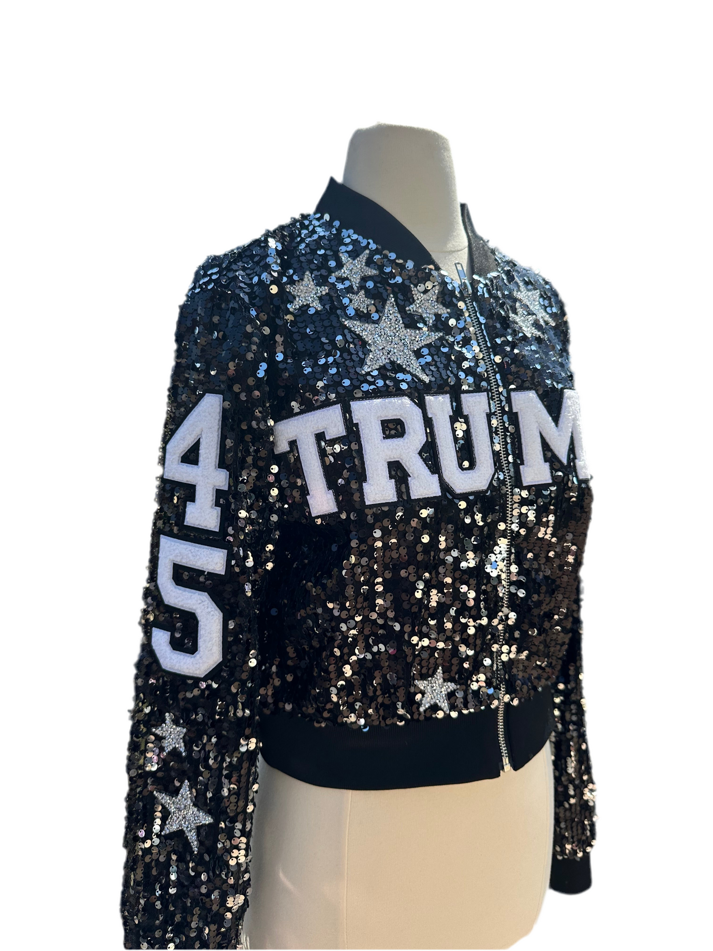 Custom Black Cropped Sequin Jacket