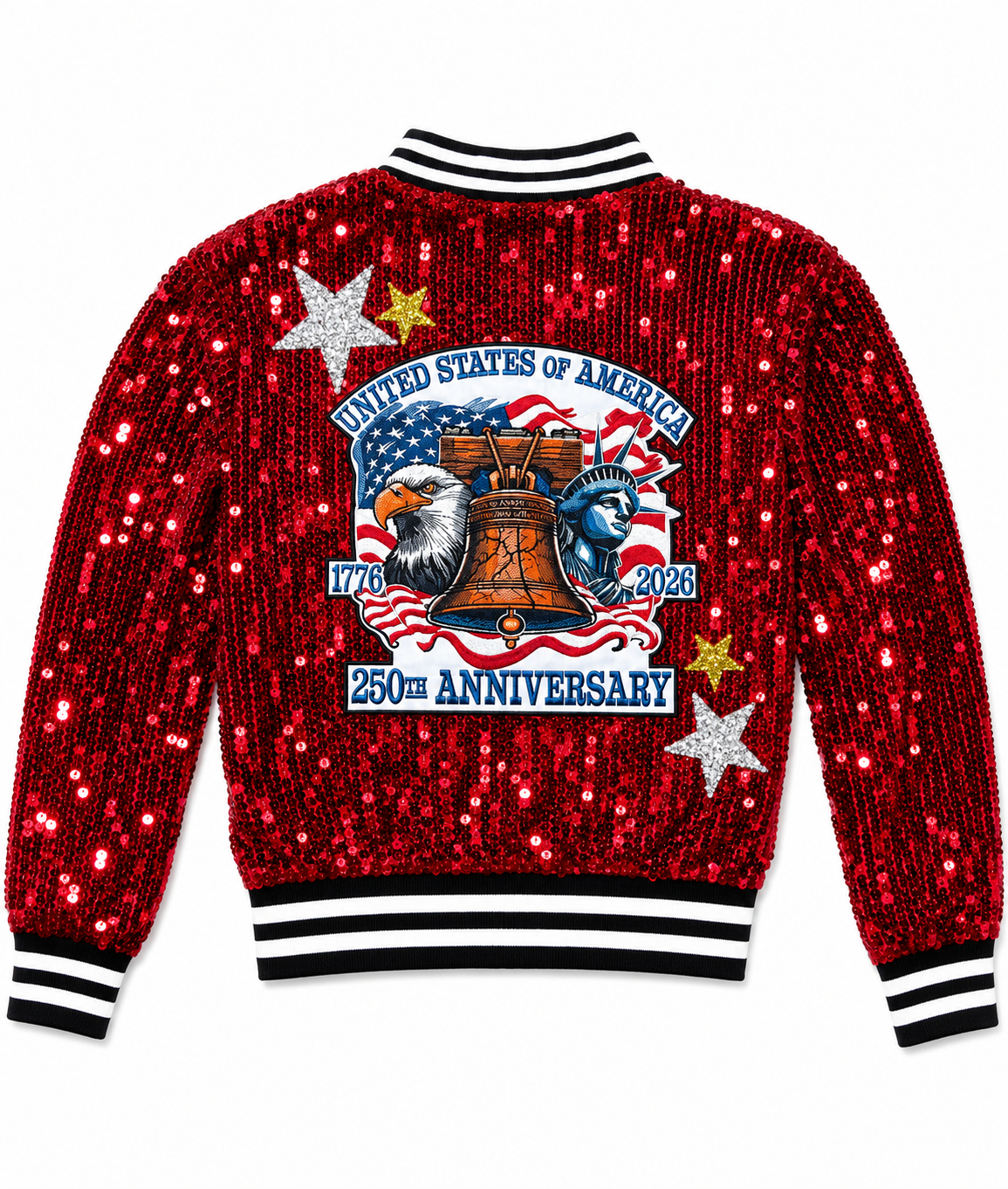 Commemorative  SPARKLY "250 AMERICA" Red Cropped Jacket!