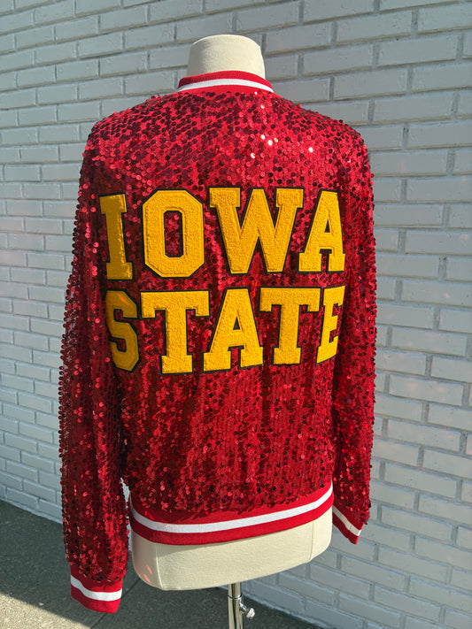Custom Red Iowa State Sequin Jacket