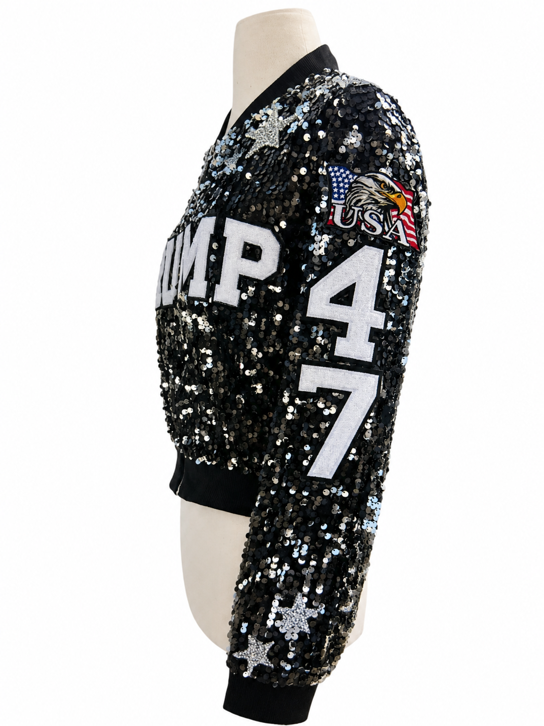 Custom Black Cropped Sequin Jacket