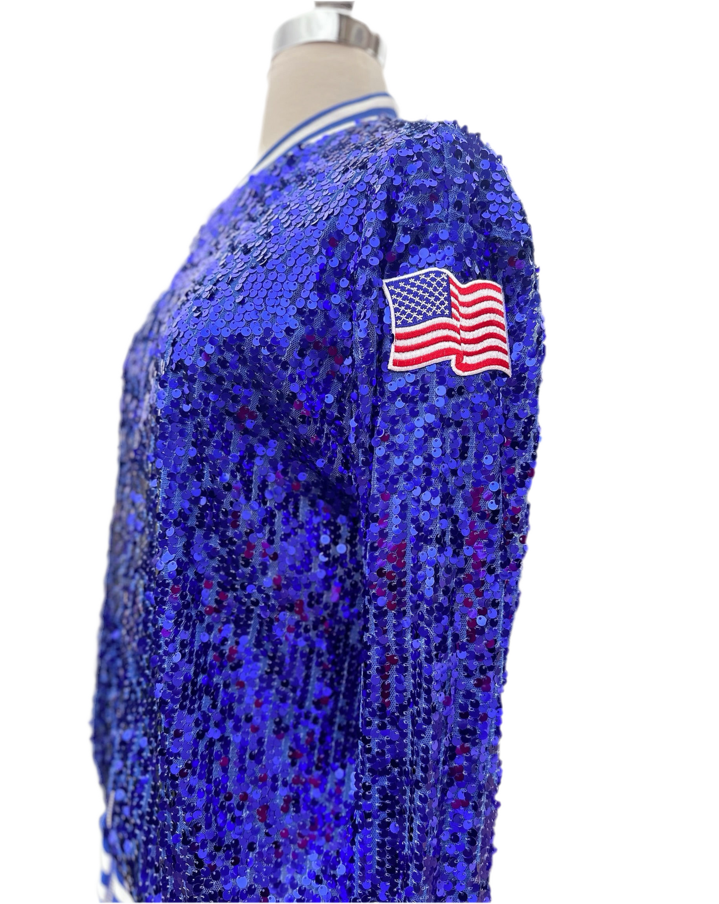 Custom Blue "USA" Sequin Jacket