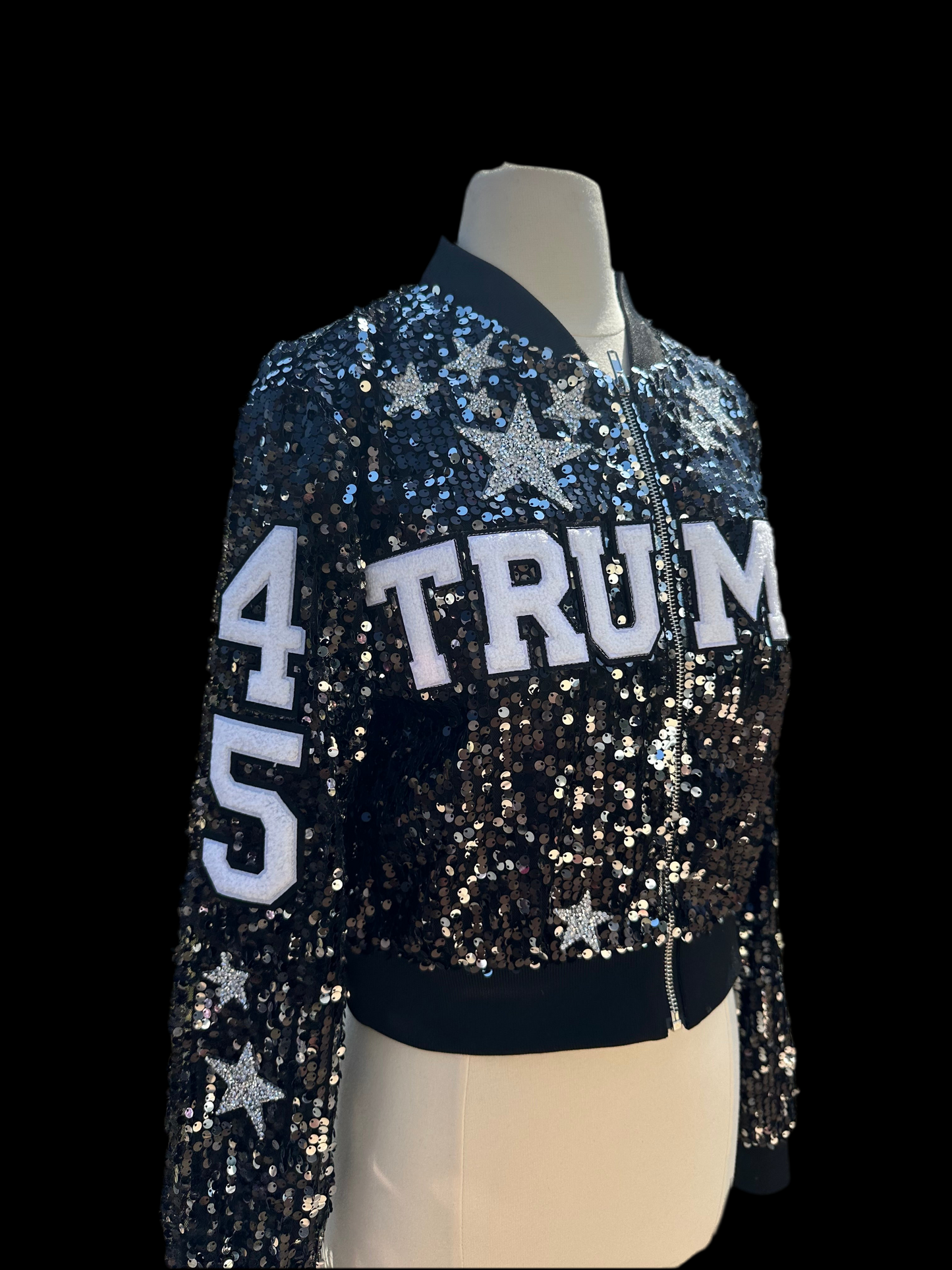 Custom Black Cropped Sequin Jacket