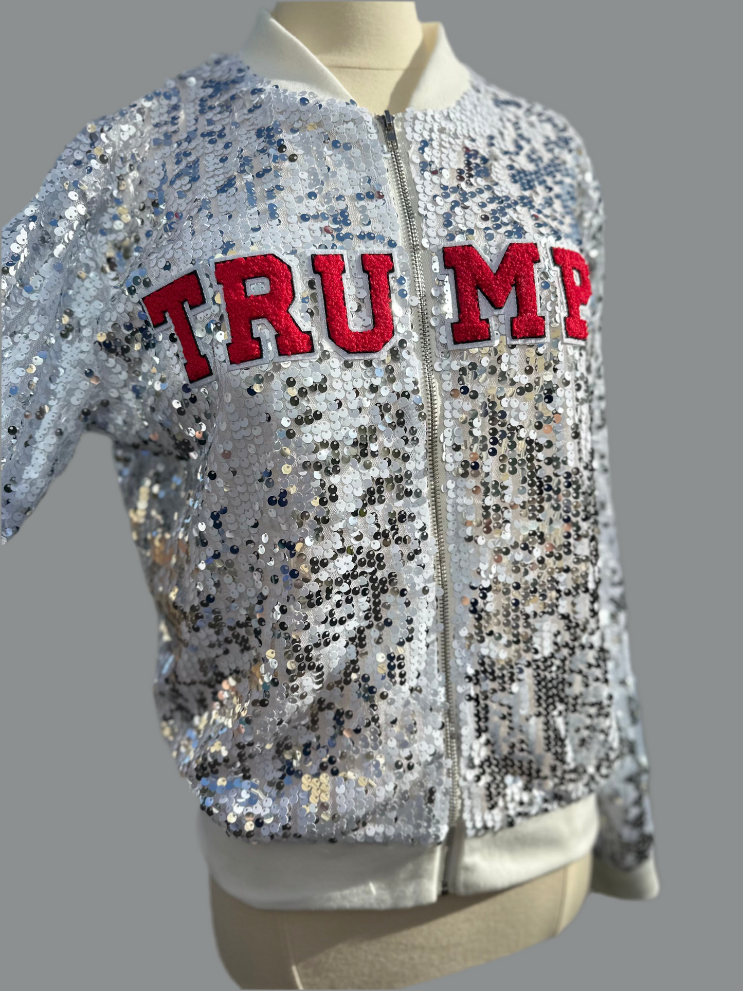 Custom "Let Me Get My Shoes" White/Silver Sequin Jacket