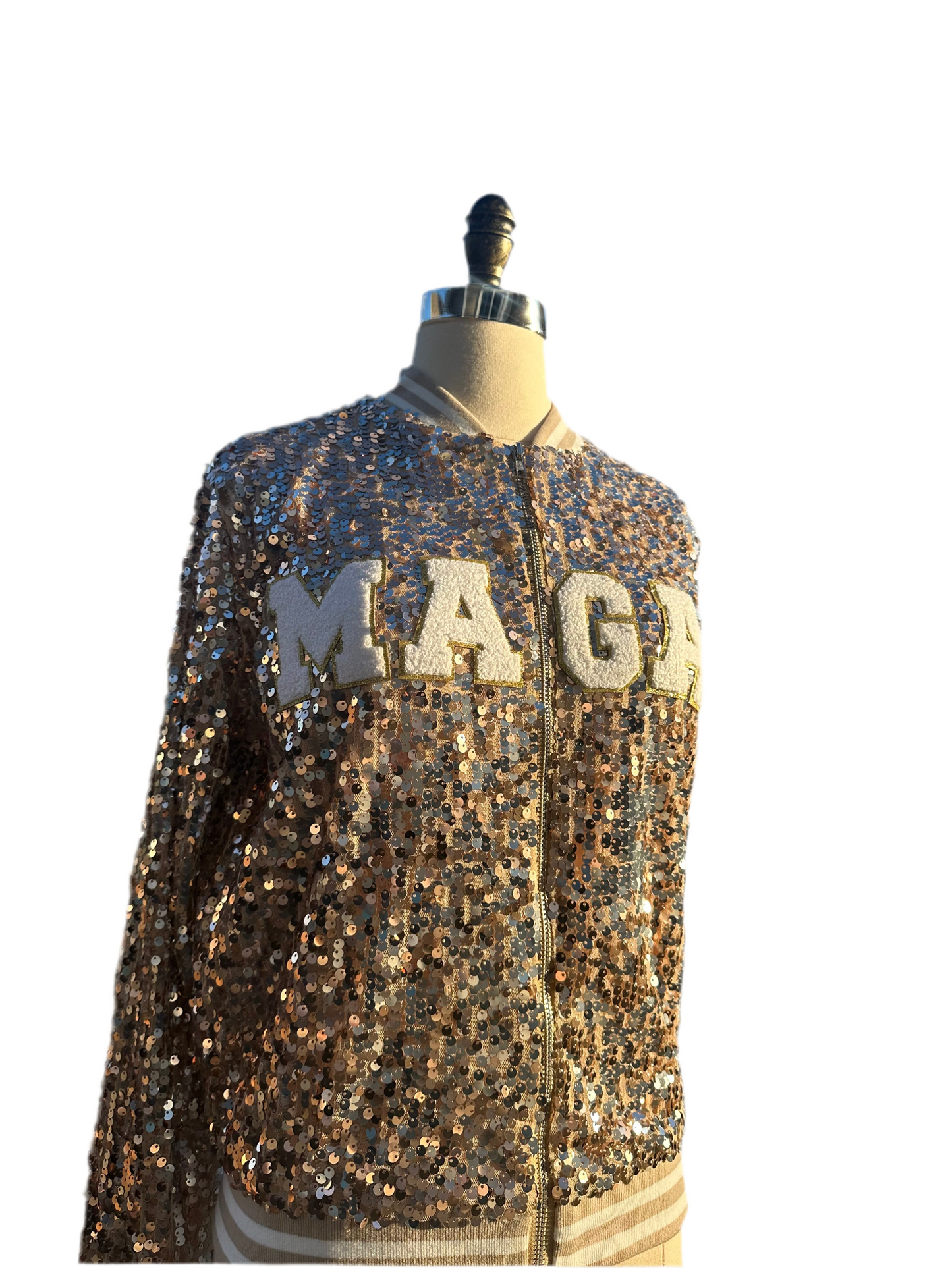 Custom Gold "IN GOD WE TRUST" Sequin Jacket