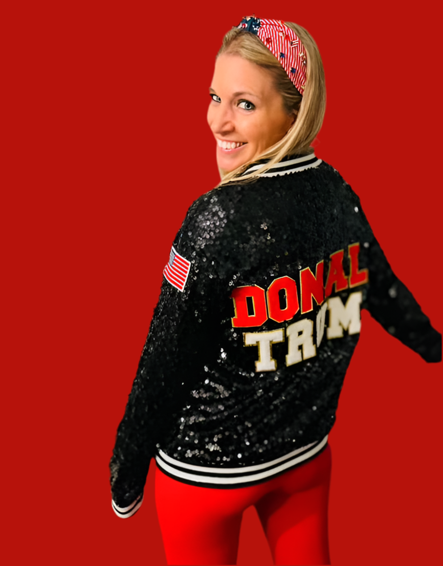 Black “Donald Trump" Sequin Jacket