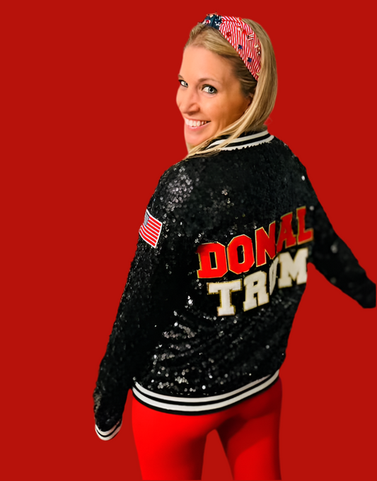 Black “Donald Trump" Sequin Jacket