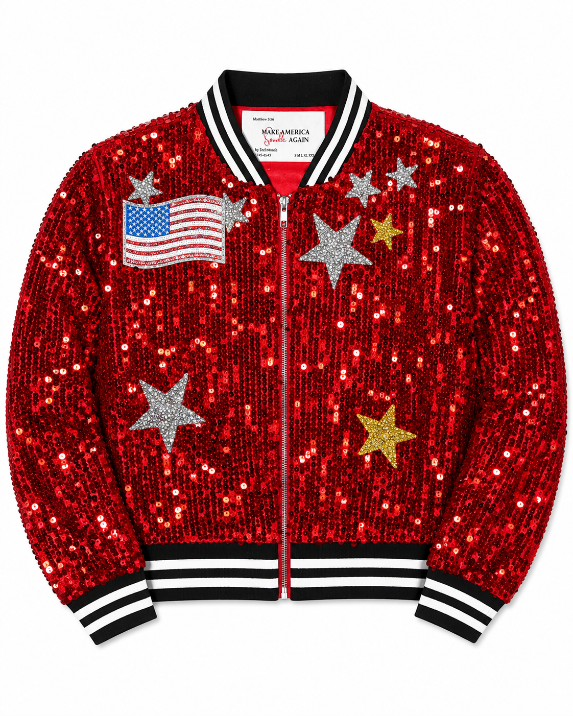 Commemorative  SPARKLY "250 AMERICA" Red Cropped Jacket!