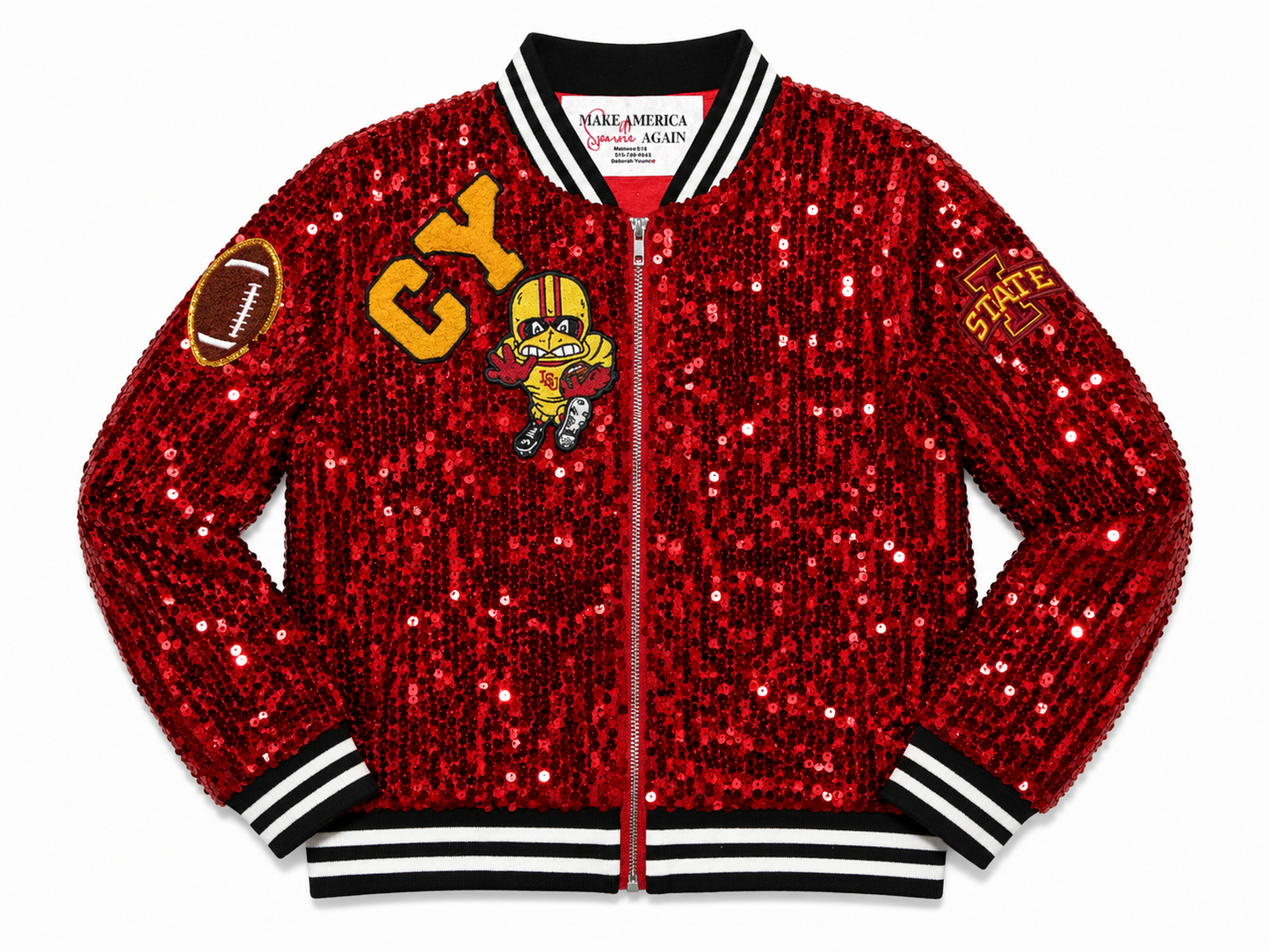 Custom “Crop” Red Cyclones Sequin Jacket