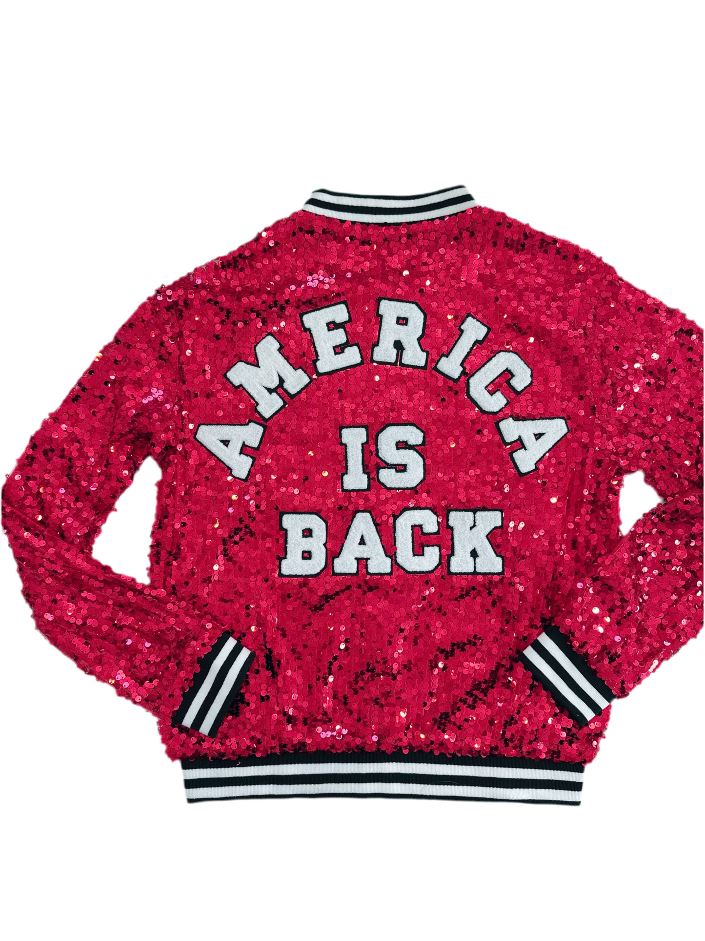Custom Red America Is Back Sequin Jacket