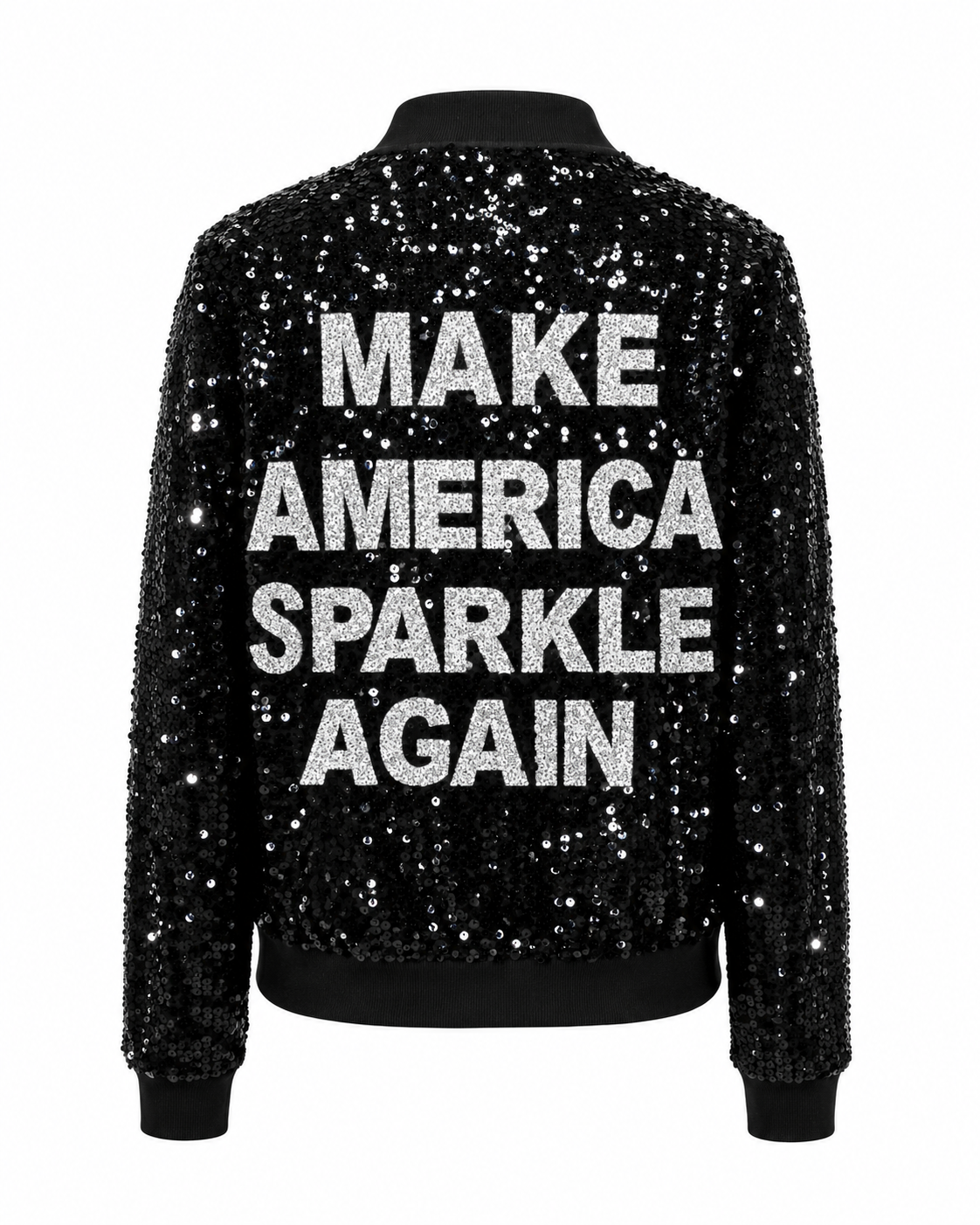 MAKE AMERICA SPARKLE AGAIN Black/Silver Sequin Jacket