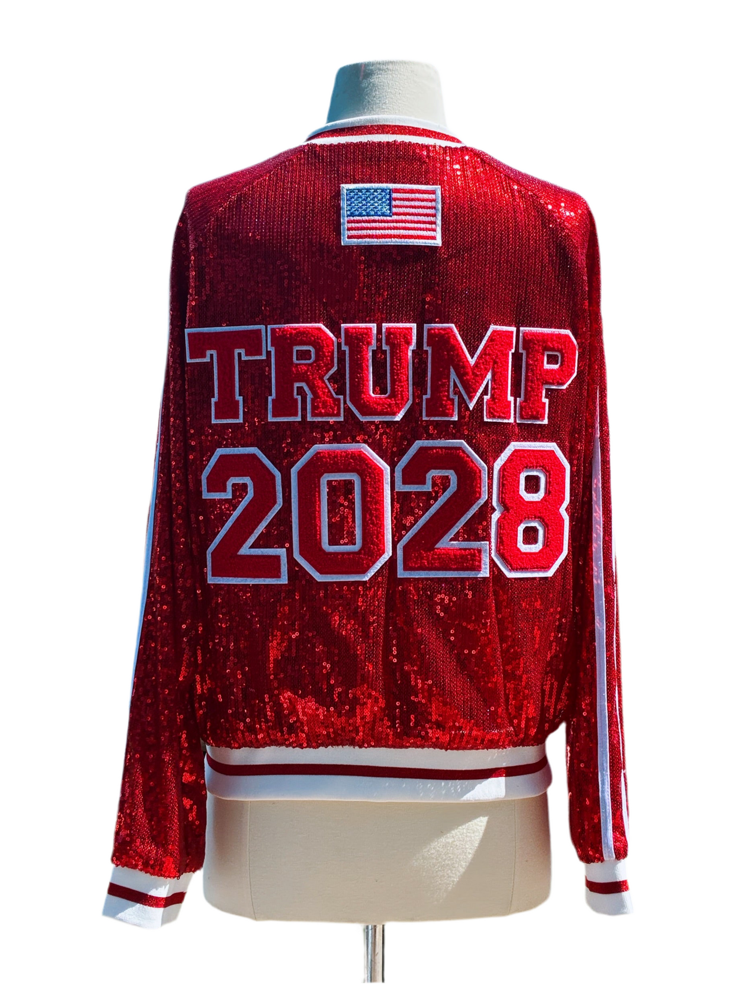 Custom Red "TRUMP 2028" Sequin Jacket