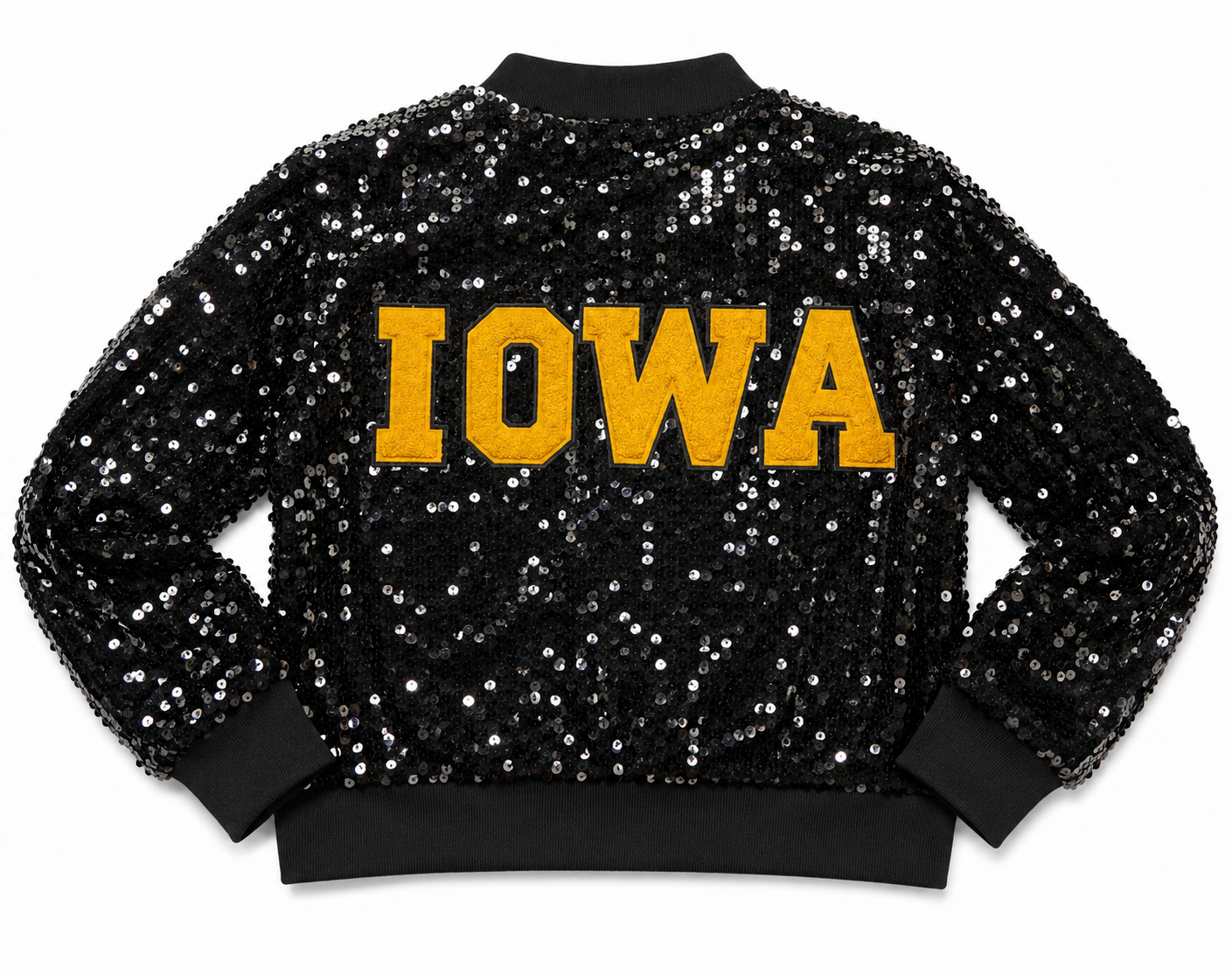 Custom “Crop” Black Iowa Sequin Jacket
