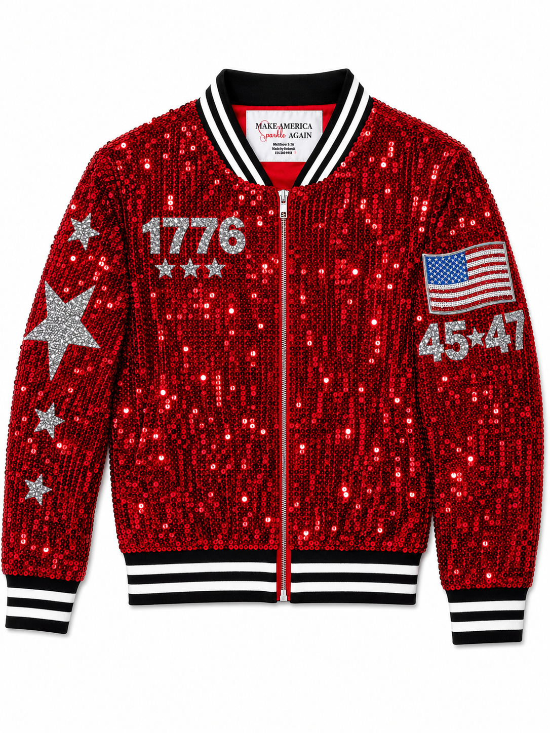 Custom Red COMMEMORATIVE  “FREEDOM 250th" Sequin Jacket
