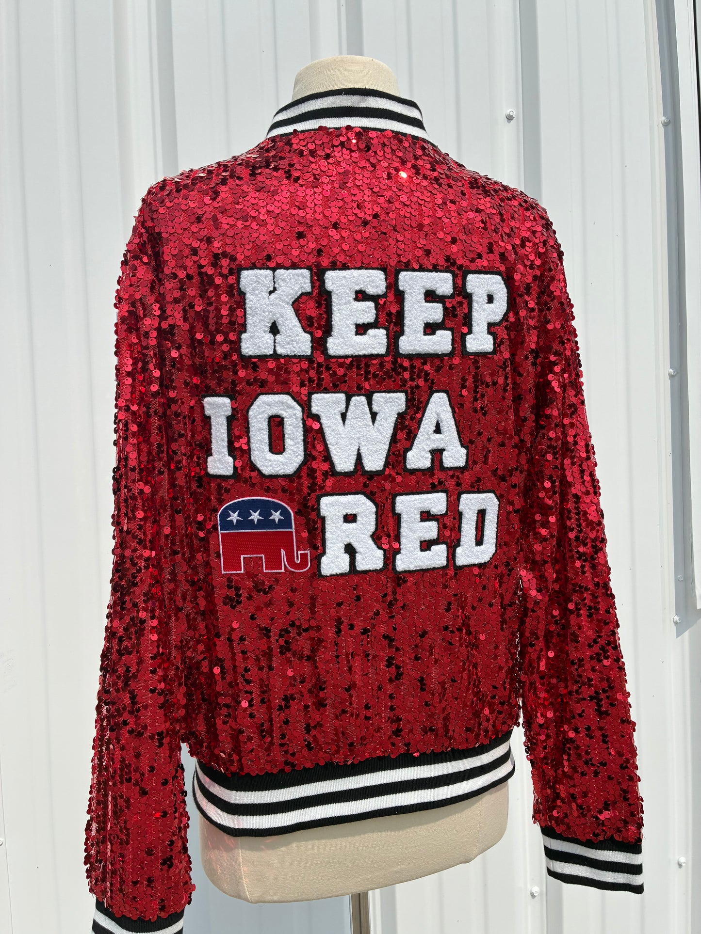 Red Keep Iowa Red Sequin Jacket