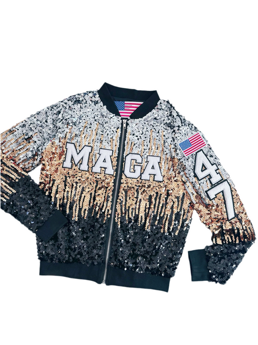Black/Gold/Silver "MAGA" Golden Age Sequin Jacket