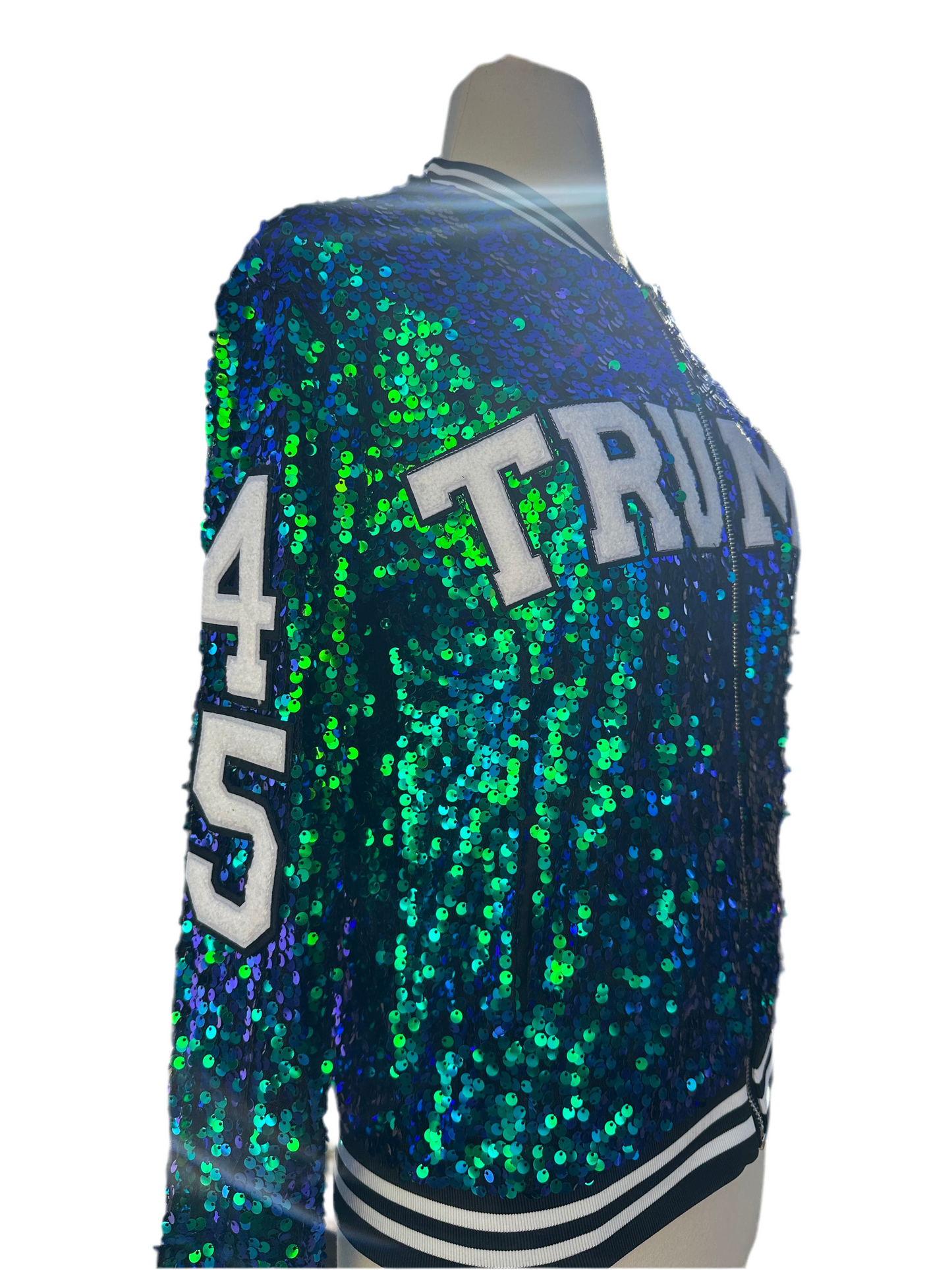 Green “FIGHT FIGHT FIGHT" Sequin Trump Jacket