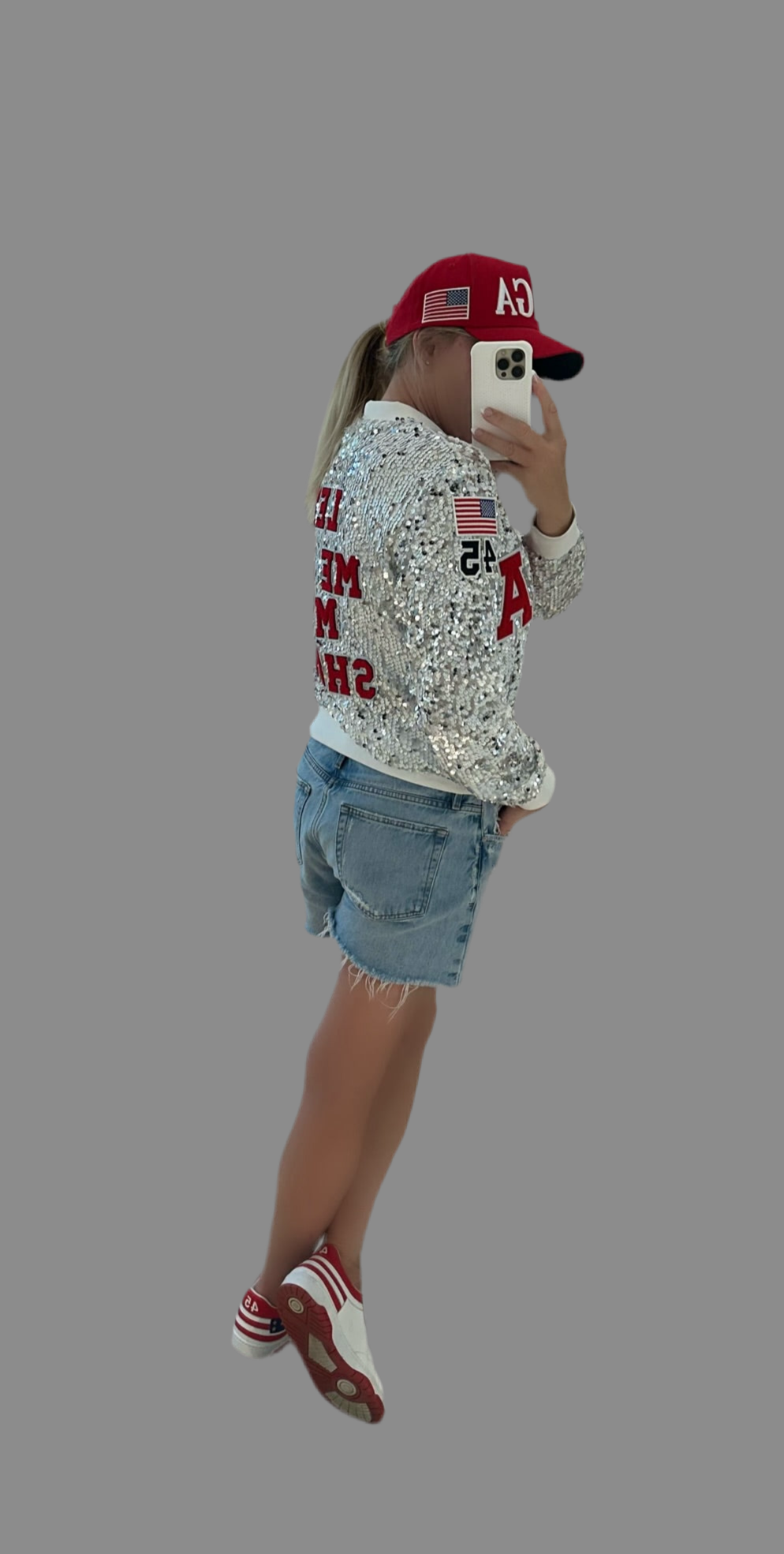 Custom "Let Me Get My Shoes" White/Silver Sequin Jacket