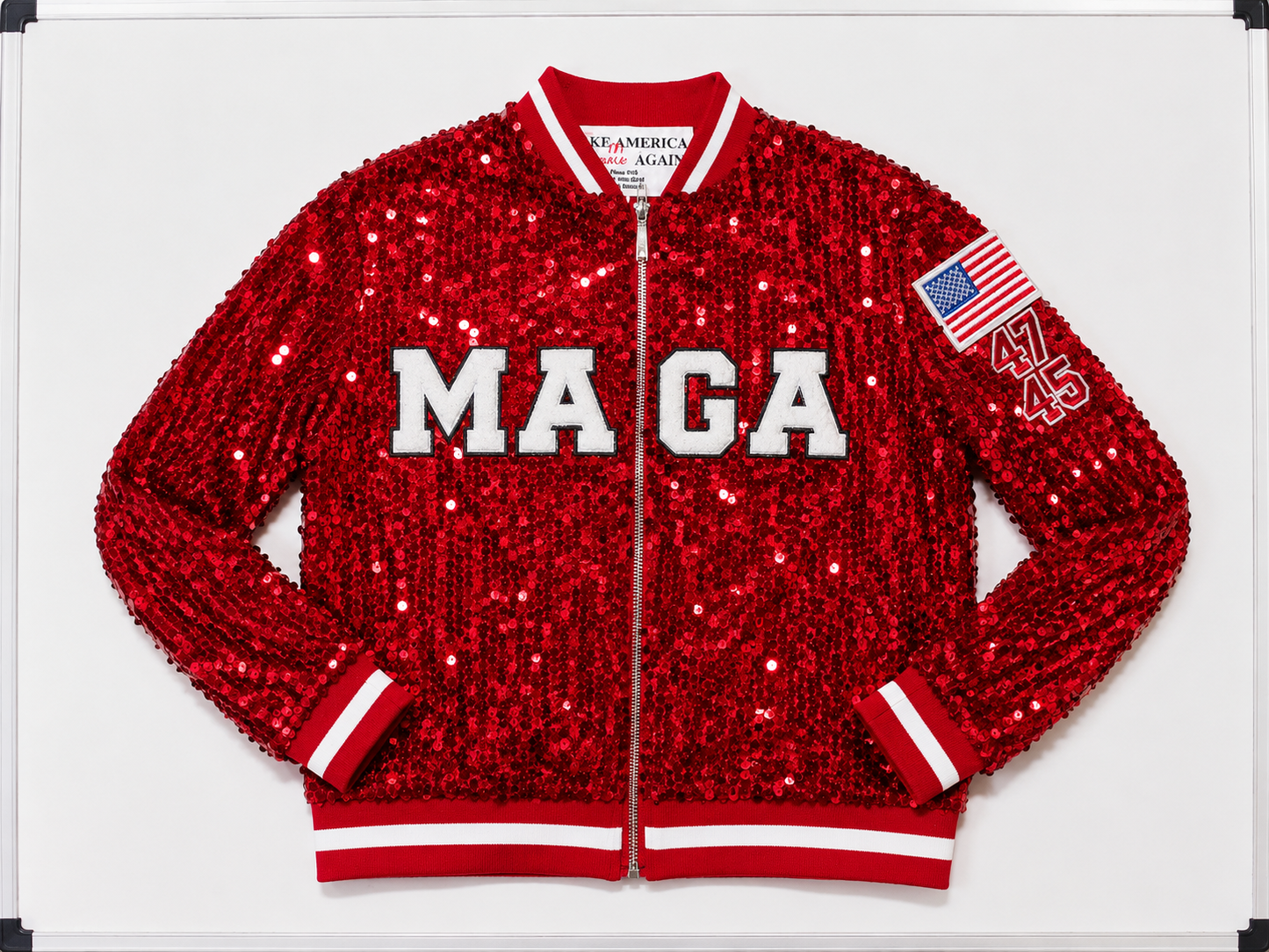 Custom Red "TRUMP GIRL" MAGA Sequin Jacket