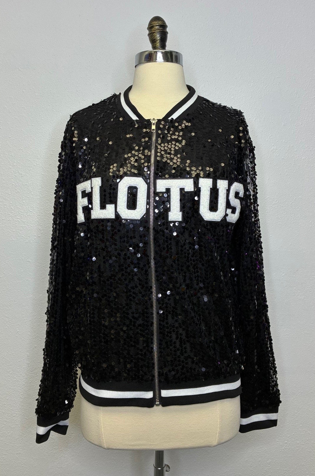 Custom Black "FLOTUS - TRUMP GIRL" Sequin Jacket